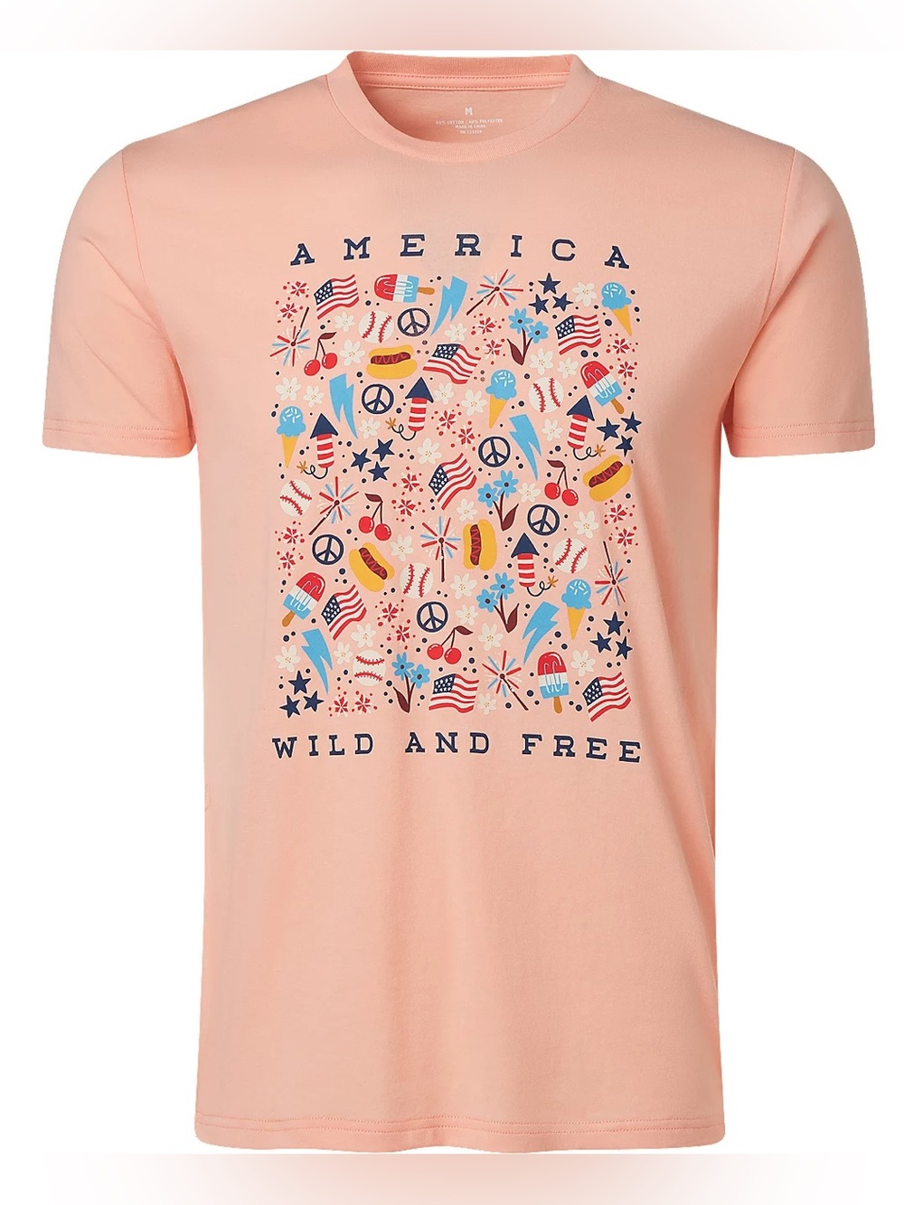 Americana Wild and Free Icons T-Shirt - Peach - Size XL